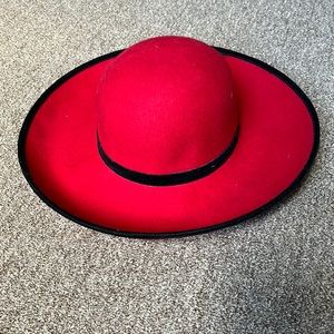 Red wide brim hat